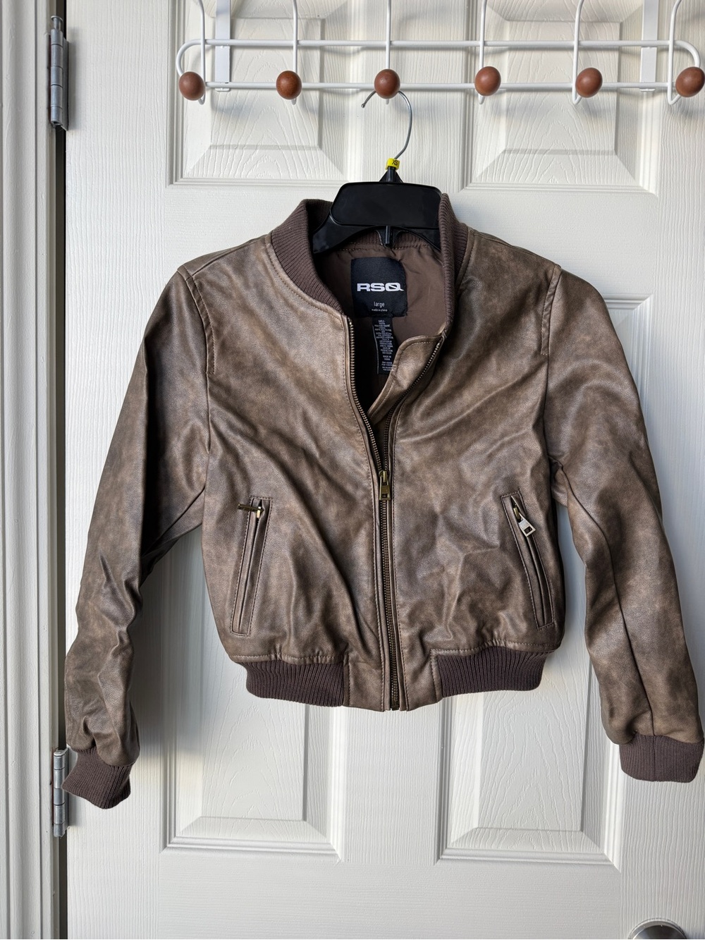 Tilly's Brown Faux Leather Kids Bomber Jacket